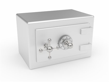 simsearch:400-05913816,k - Locked chromic safe rendered with soft shadows on white background Stock Photo - Budget Royalty-Free & Subscription, Code: 400-05738551