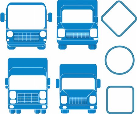 set blue trucks and bus with few frame Stock Photo - Budget Royalty-Free & Subscription, Code: 400-05738997