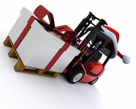 3D Render of a Forklift truck with christmas gift box Stock Photo - Budget Royalty-Free & Subscription, Code: 400-05739139
