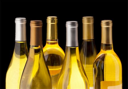 simsearch:400-04226436,k - White wine bottles on black background Stock Photo - Budget Royalty-Free & Subscription, Code: 400-05739300