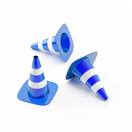 Cone pins of the  blue white color used in construction on road Stock Photo - Budget Royalty-Free & Subscription, Code: 400-05739594