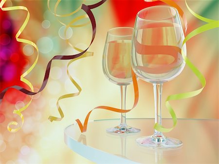 Champagne in glasses on a bright yellow and red background Stock Photo - Budget Royalty-Free & Subscription, Code: 400-05739593