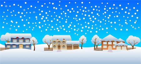 pictures of house with picket fence - Snow pouring on houses in winter Stock Photo - Budget Royalty-Free & Subscription, Code: 400-05739635