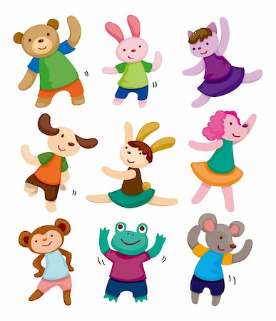 pictures of groups of dancers jumping - cartoon animal dancer icons Stock Photo - Budget Royalty-Free & Subscription, Code: 400-05739748