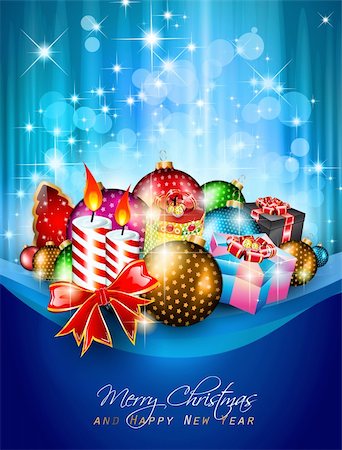 Elegant greetings background for flyers or brochure for Christmas or New Year Events with a lot of stunning Colorful baubles. Foto de stock - Super Valor sin royalties y Suscripción, Código: 400-05739820