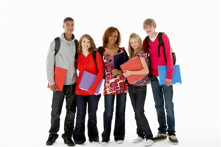 Full Length Studio Portrait Of Five Teenage Students Stock Photo - Budget Royalty-Free & Subscription, Code: 400-05730007