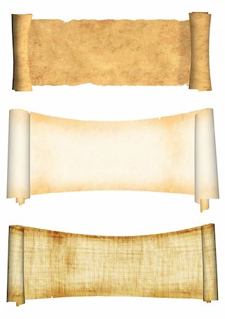 Collection of old parchments. Isolated over white Stock Photo - Budget Royalty-Free & Subscription, Code: 400-05730067