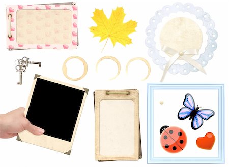 simsearch:400-05892111,k - Collection elements for scrapbooking. Objects isolated over white Stock Photo - Budget Royalty-Free & Subscription, Code: 400-05730072