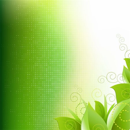 Green Background With Leafs And Grass, Vector Illustration Stock Photo - Budget Royalty-Free & Subscription, Code: 400-05730139