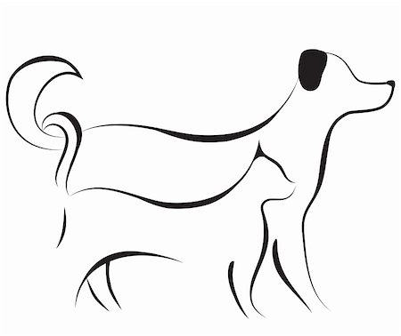 enemy - Cat and dog friend logo sketch vector illustration. Element for design. Stock Photo - Budget Royalty-Free & Subscription, Code: 400-05730133