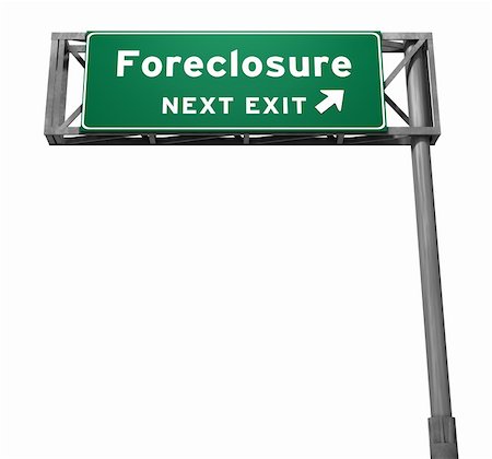 simsearch:400-05730469,k - Singular version isolated on white. Super high resolution 3D render of freeway sign, next exit... Foreclosure. Stock Photo - Budget Royalty-Free & Subscription, Code: 400-05730315