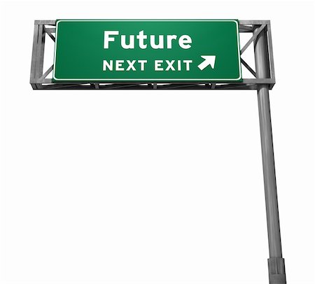 simsearch:400-05730469,k - Future - Freeway Exit Sign. 3D illustration isolated on white background. Stock Photo - Budget Royalty-Free & Subscription, Code: 400-05730317