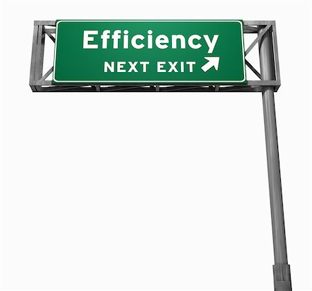 simsearch:400-05730469,k - Super high resolution 3D render of freeway sign, next exit... Efficiency! Green part of sign has slight texture to avoid and banding issues. Stock Photo - Budget Royalty-Free & Subscription, Code: 400-05730321