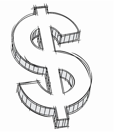 simsearch:400-05388219,k - Vector pencil style doodle of money sign. No gradient. Stock Photo - Budget Royalty-Free & Subscription, Code: 400-05730659