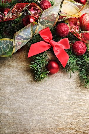 Christmas decoration on golden background Stock Photo - Budget Royalty-Free & Subscription, Code: 400-05731478