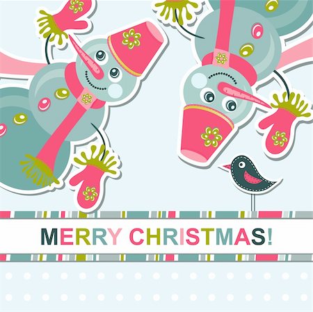 scrapbook cards christmas - Template christmas greeting card, vector illustration Stock Photo - Budget Royalty-Free & Subscription, Code: 400-05731952