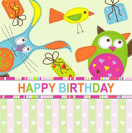 scrapbook circle card - Template birthday greeting card, vector illustration Photographie de stock - Aubaine LD & Abonnement, Code: 400-05731960