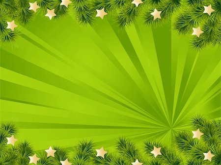 Christmas card green background with decoration. Vector illustration. Stock Photo - Budget Royalty-Free & Subscription, Code: 400-05732276