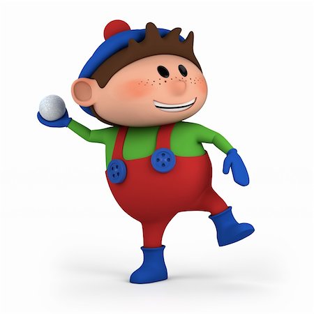 cute cartoon boy throwing snowball - high quality 3d illustration Stock Photo - Budget Royalty-Free & Subscription, Code: 400-05732515