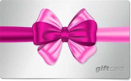 Gift card with nice pink bow for celebratiions. Ribbon. Vector illustration Stock Photo - Budget Royalty-Free & Subscription, Code: 400-05732875