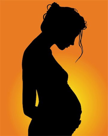 peace silhouette in black - silhouette of pregnant woman on green background Stock Photo - Budget Royalty-Free & Subscription, Code: 400-05733125