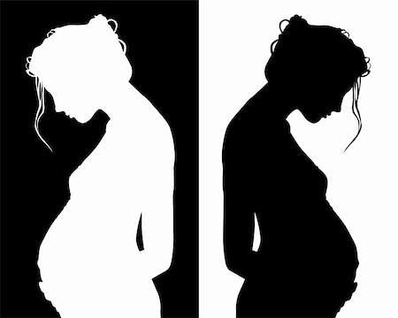 peace silhouette in black - black and white silhouettes of pregnant Stock Photo - Budget Royalty-Free & Subscription, Code: 400-05733131