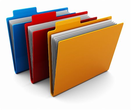 3d illustration of three colorful folders over white background Stock Photo - Budget Royalty-Free & Subscription, Code: 400-05733740