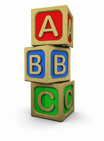 simsearch:400-04331637,k - 3d illustration of abc wooden blocks, over white background Stock Photo - Budget Royalty-Free & Subscription, Code: 400-05733756