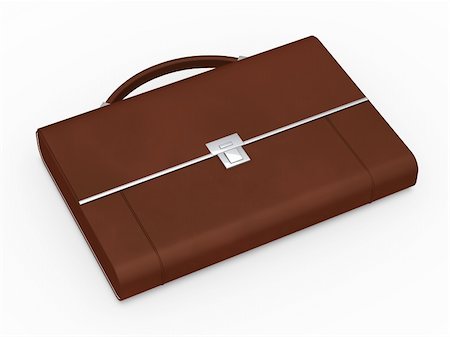 empty suitcase - 3d business bag briefcase brown and chrome Stock Photo - Budget Royalty-Free & Subscription, Code: 400-05733945