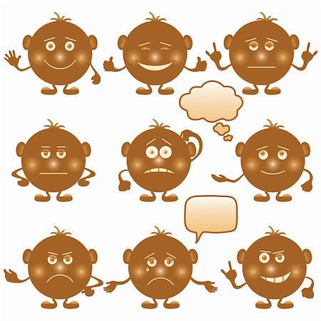 simsearch:400-04790516,k - Set of round brown smilies symbolising various human emotions. Vector Stock Photo - Budget Royalty-Free & Subscription, Code: 400-05744065