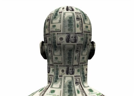 eyeidea (artist) - 3D render of back of human head made of $100 bills. Stock Photo - Budget Royalty-Free & Subscription, Code: 400-05744246