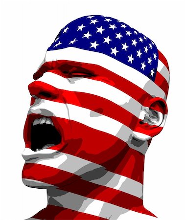simsearch:400-06172579,k - USA Flag Man Yelling - 3D illustration isolated on white background. Stock Photo - Budget Royalty-Free & Subscription, Code: 400-05744307