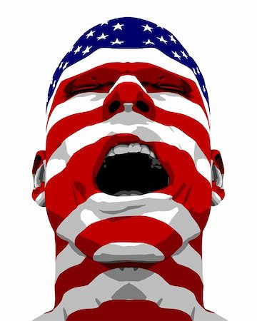 simsearch:400-06172579,k - USA Flag Man Yelling - 3D illustration isolated on white background. Stock Photo - Budget Royalty-Free & Subscription, Code: 400-05744308