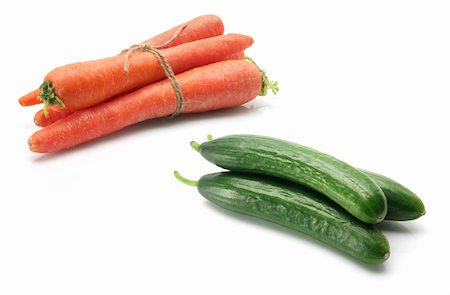 simsearch:400-05744489,k - Carrots and Lebanese Cucumbers on White Background Stock Photo - Budget Royalty-Free & Subscription, Code: 400-05744384