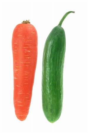 Carrot and Lebanese Cucumber on White Background Stock Photo - Budget Royalty-Free & Subscription, Code: 400-05744489