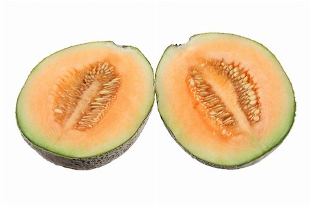 simsearch:400-05367726,k - Halves of Rock Melon on White Background Stock Photo - Budget Royalty-Free & Subscription, Code: 400-05744514