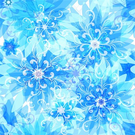 simsearch:400-04642641,k - Seamless pattern with blue snow translucent flowers and snowflakes (vector EPS 10)) Foto de stock - Super Valor sin royalties y Suscripción, Código: 400-05745130