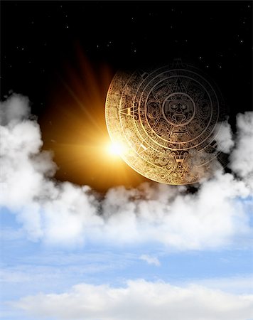 Vertical background with Maya calendar and space cloud Stock Photo - Budget Royalty-Free & Subscription, Code: 400-05746078