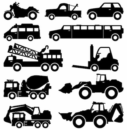 A set of transportation type and construction vehicles. Stock Photo - Budget Royalty-Free & Subscription, Code: 400-05746627