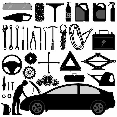 A set of car tools and equipments. Stock Photo - Budget Royalty-Free & Subscription, Code: 400-05746628