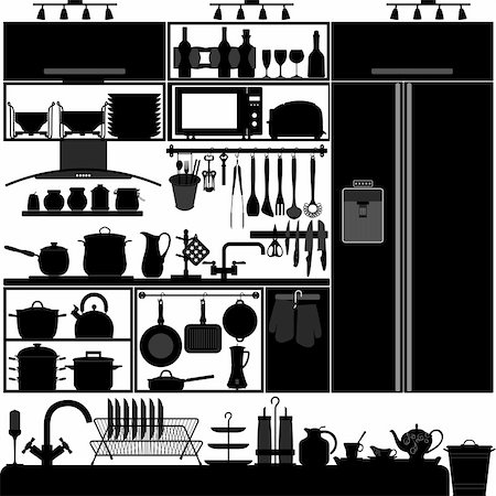 fridge tool - A set of kitchen interior design and tool. Stock Photo - Budget Royalty-Free & Subscription, Code: 400-05746646