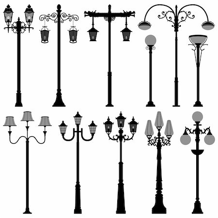 decorative iron - A set of ancient lamppost design. Stock Photo - Budget Royalty-Free & Subscription, Code: 400-05746649