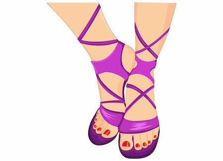 Vector illustration of  female feet in purple sandals Stock Photo - Budget Royalty-Free & Subscription, Code: 400-05747564