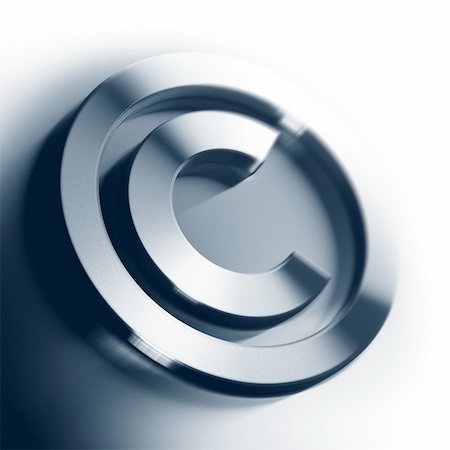 metal copyright symbol onto a white background square image with blur, border of a page Stock Photo - Budget Royalty-Free & Subscription, Code: 400-05747612