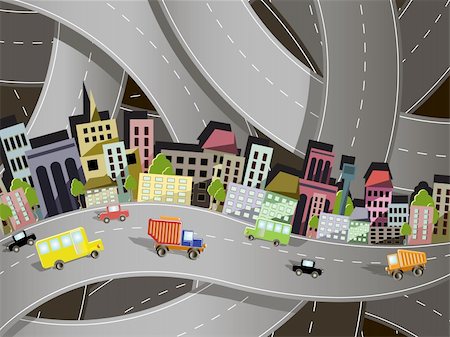 abstract illustration of a city on the background of the site roads Stock Photo - Budget Royalty-Free & Subscription, Code: 400-05747872