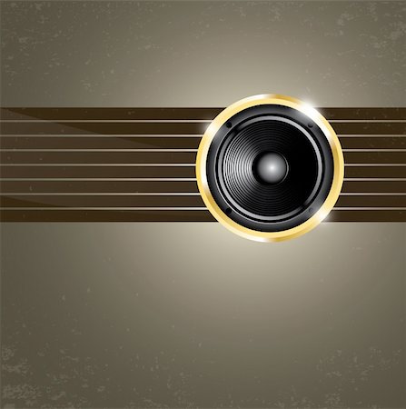 speakers graphics - Modern music background with golden speaker on lines Stock Photo - Budget Royalty-Free & Subscription, Code: 400-05747892