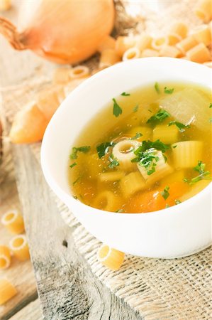 simsearch:400-06079651,k - Vegetable soup with pasta and garnish Stock Photo - Budget Royalty-Free & Subscription, Code: 400-05748569