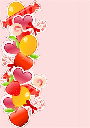 vector holiday background with candy and fruits Stock Photo - Budget Royalty-Free & Subscription, Code: 400-05740489