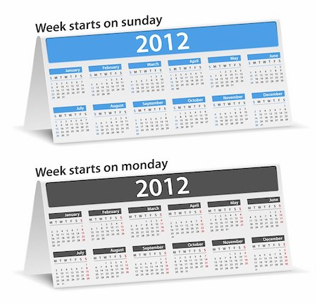 simsearch:400-07215674,k - Vector calendars for 2012 year Stock Photo - Budget Royalty-Free & Subscription, Code: 400-05741424