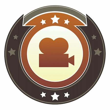 projects icon - Movie or film projector icon on round red and brown imperial vector button with star accents suitable for use on website, in print and promotional materials, and for advertising. Stock Photo - Budget Royalty-Free & Subscription, Code: 400-05742323